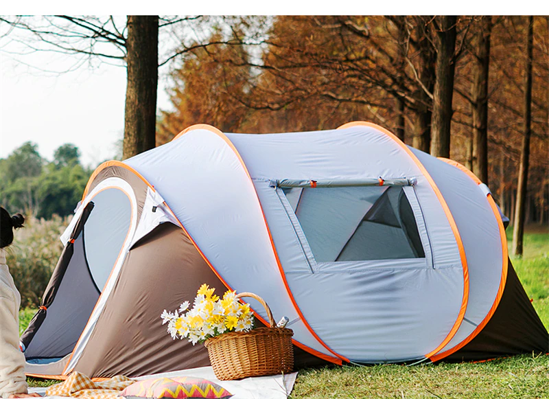 Cheap Goat Tents Outdoor Camping Tent 190T Sunscreen Double Layers Automatic Thick Waterproof Detachable Multi  use 3 4 Person Hiking Tent   
